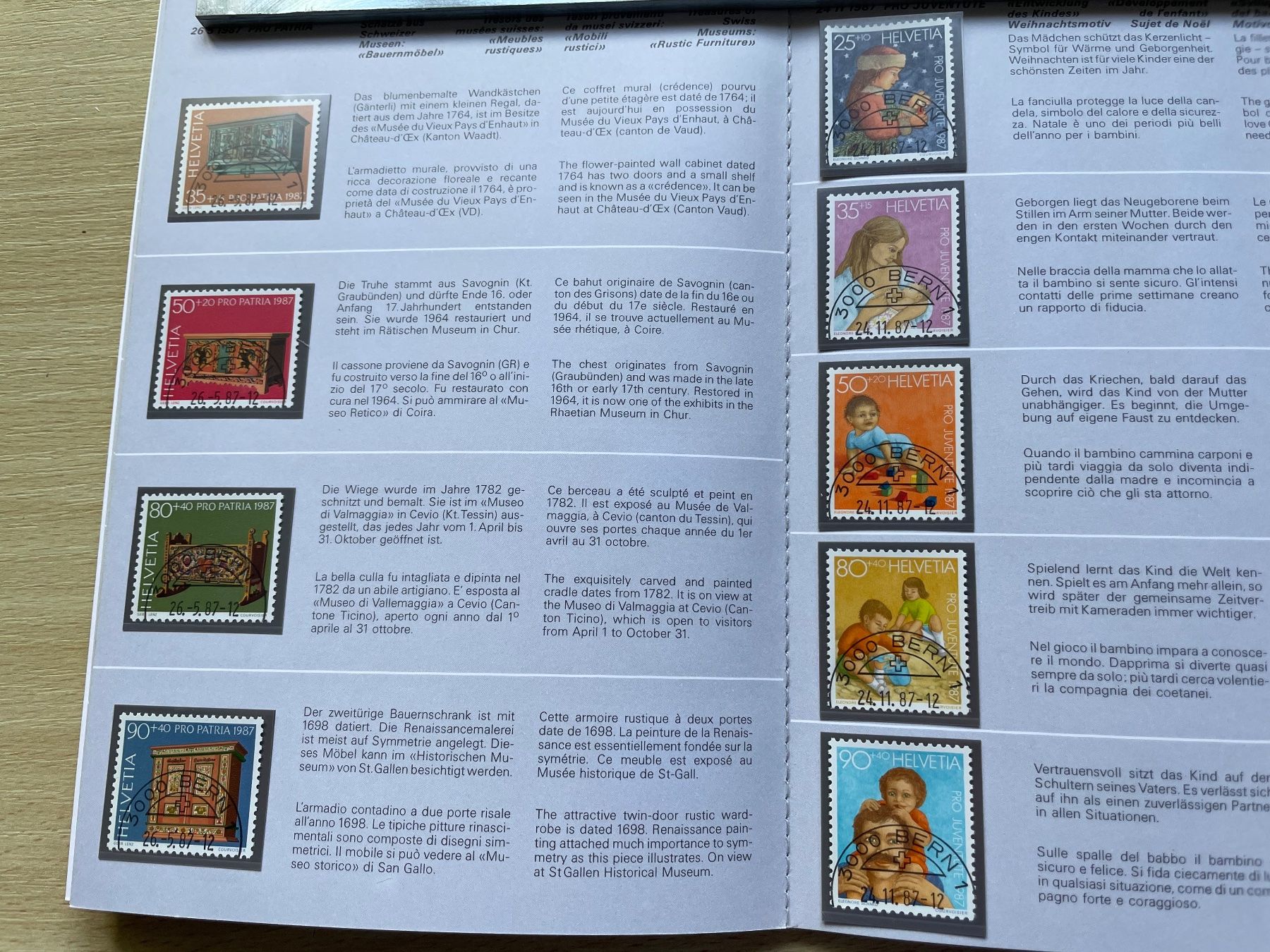 Tutti i francobolli: Carnet timb. 1987, prix poste 24.- SBK 86- – Usato da Sonceboz-Sombeval venduto da Comment2 2