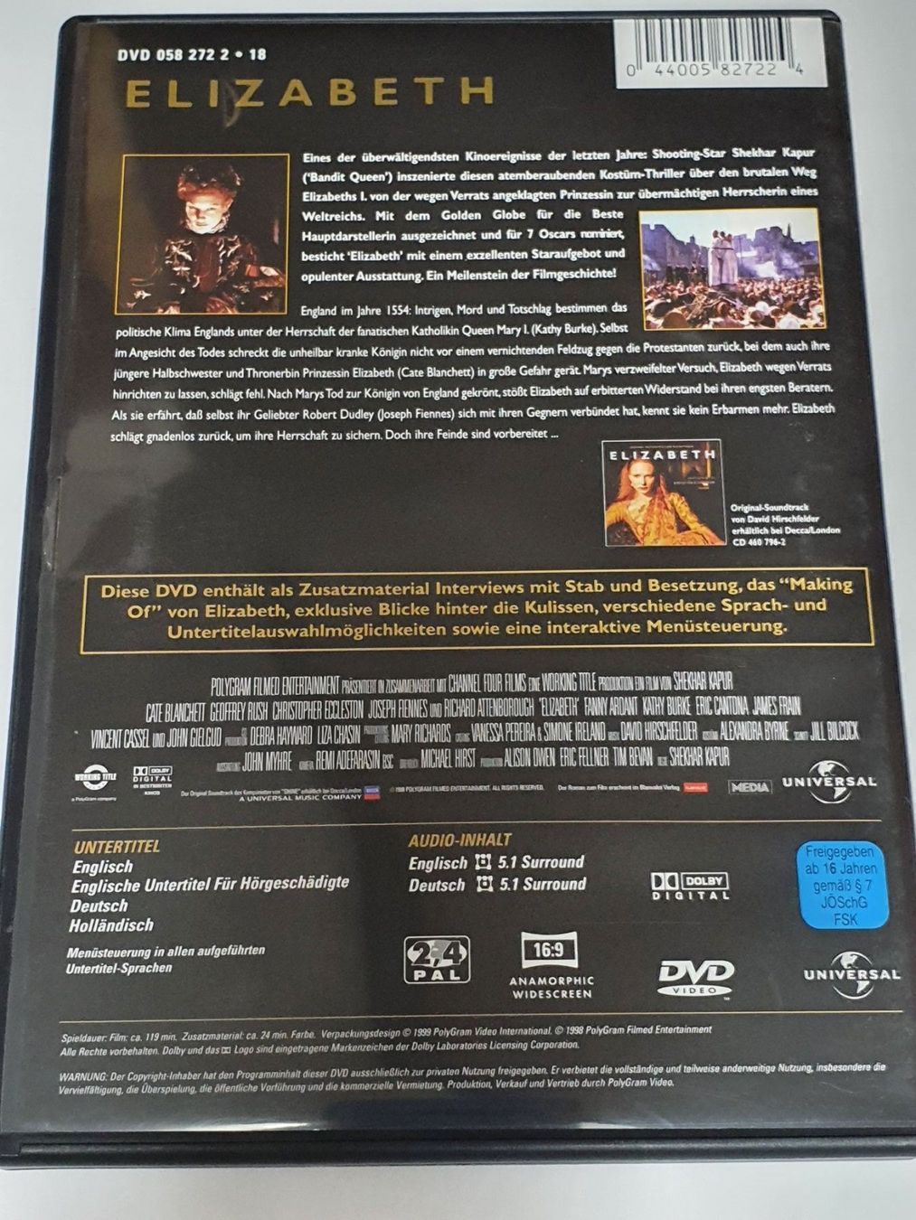 Tutti i DVDs: Elizabeth DVD – Usato da Oberdorf BL venduto da BaldenEagle 3
