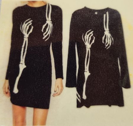 Kleid Skelett Print schwarz Grösse M L XL Damen neu