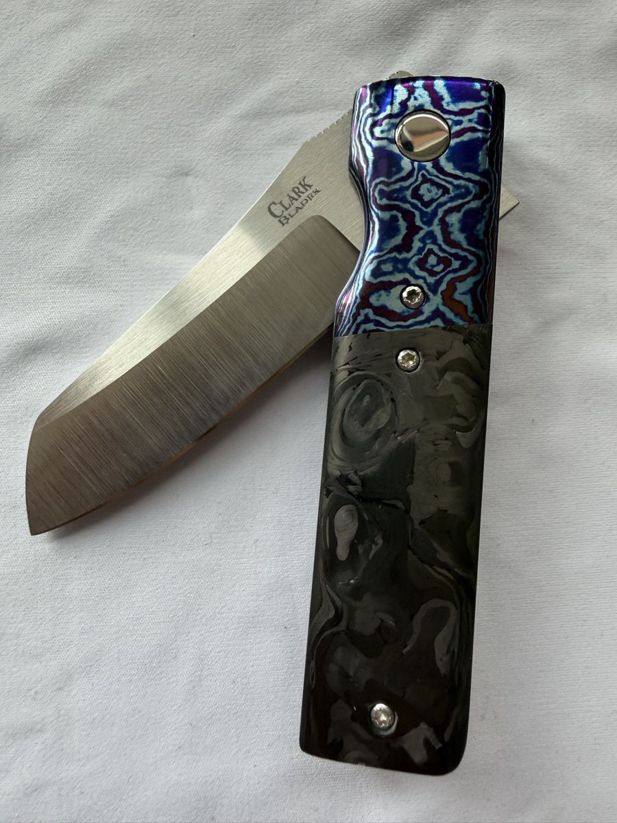 Taschenmesser: Knife David Clark Custom Grunt Knife Marbled CF/Timascus – Neu (gemäss Beschreibung) aus Affoltern am Albis von gpi_q8jk