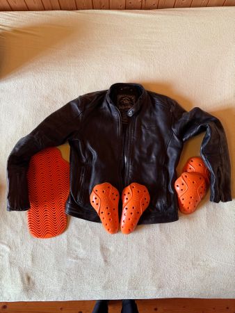 Motorrad Jacke ROKKER schwarz Leder Grösse M
