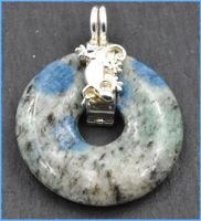 ♛ K2 - Azurit Donat Anhänger 925 Silber (Gecko)
