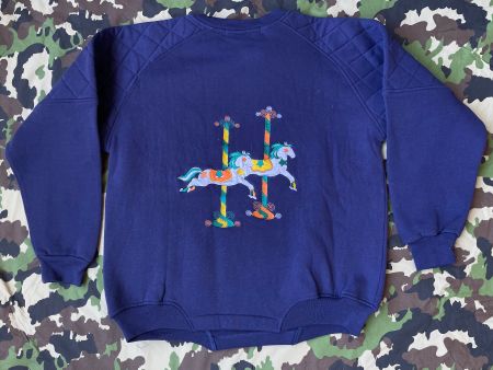 Vintage 90s Sweater Equestrian Embroderied New Sz L