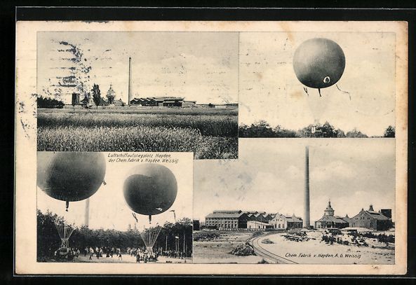 Cartoline postali: Weissig / Riesa, Ballons auf dem Luftsch – Usato da Berlin venduto da bartko-reher