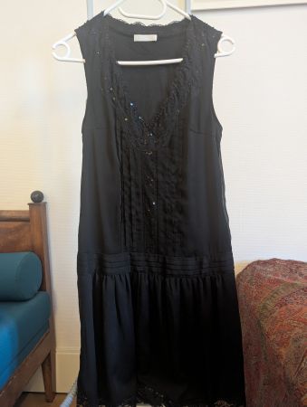 Robe habillée légère noire, style années 20, Promod, T36/38