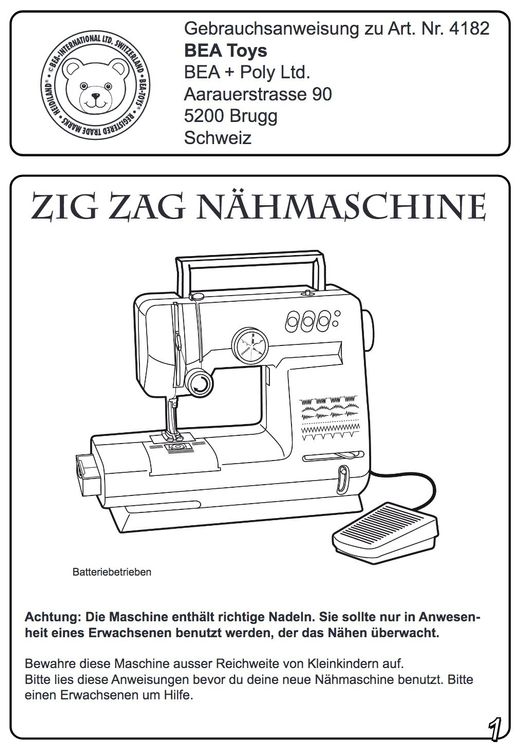 Zig Zag & Straight Lockstitch Children’s Sewing Machine Kaufen auf Ricardo