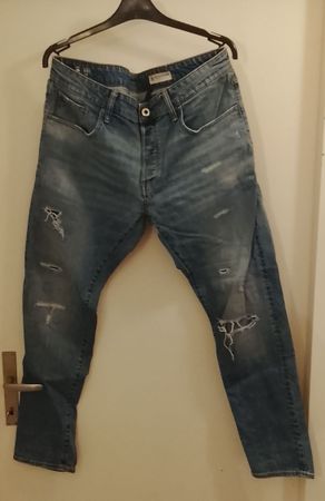 G-Star RAW 3301 Herren Slim Jeans Hose 36/32 Destroyed Look