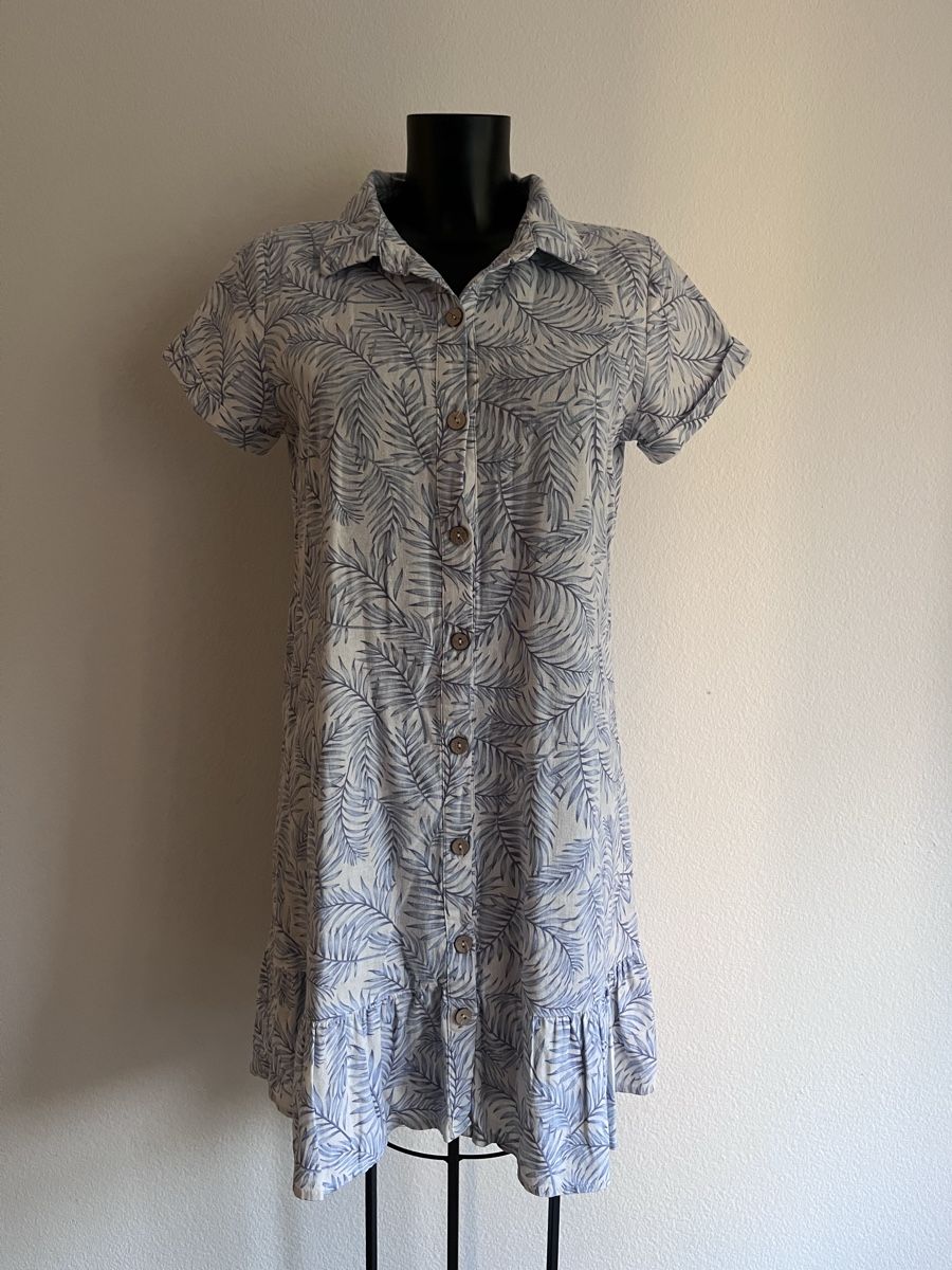 Kleider: Kleid aus Leinen mit Blattmuster Gr. S – Gebraucht aus Baden von Didi_sunshine
