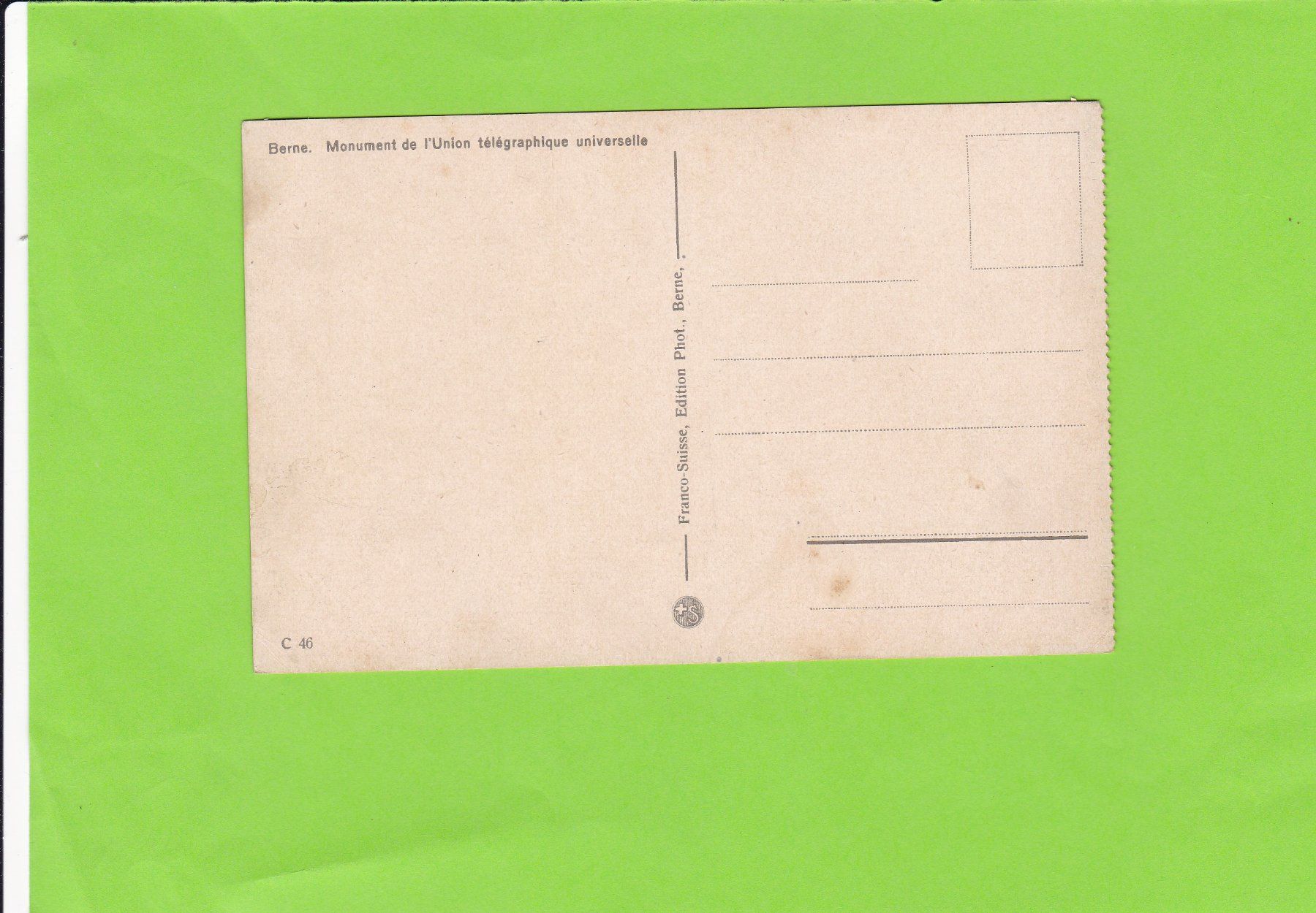 Cartes postales: Bern-Welttelegraphendenkmal – D'occasion à St. Peterzell par neckertal 1