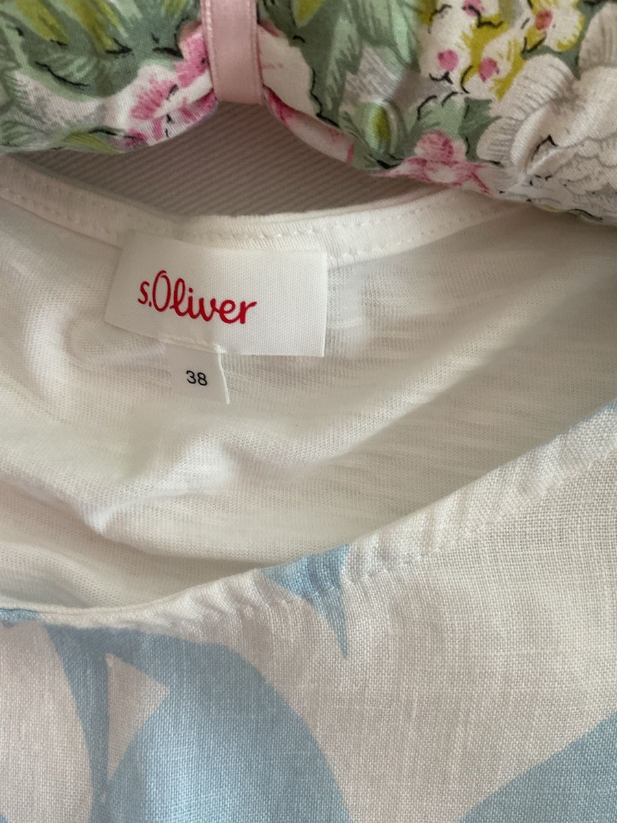 Camicette: s.Oliver Damen Oberteil kurzarm Grösse 38 Blumenmuster Weiss – Usato da Roggwil TG venduto da Straven 2