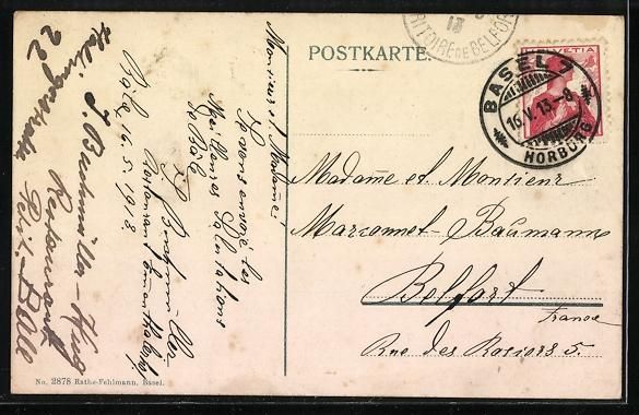 Cartoline postali: AK Basel, Mittlere Rheinfähre, 1913 – Usato da Berlin venduto da bartko-reher 1