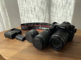 Canon EOS 70D + 3 objectifs (18-135, 55-250, 50mm)