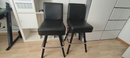 2 Barhocker schwarz Kunstleder Gebrauchsspuren