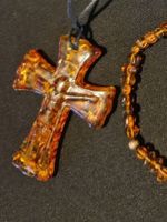 Damen-Bernstein Anhänger Kreuz (gross) 4,5X6 cm