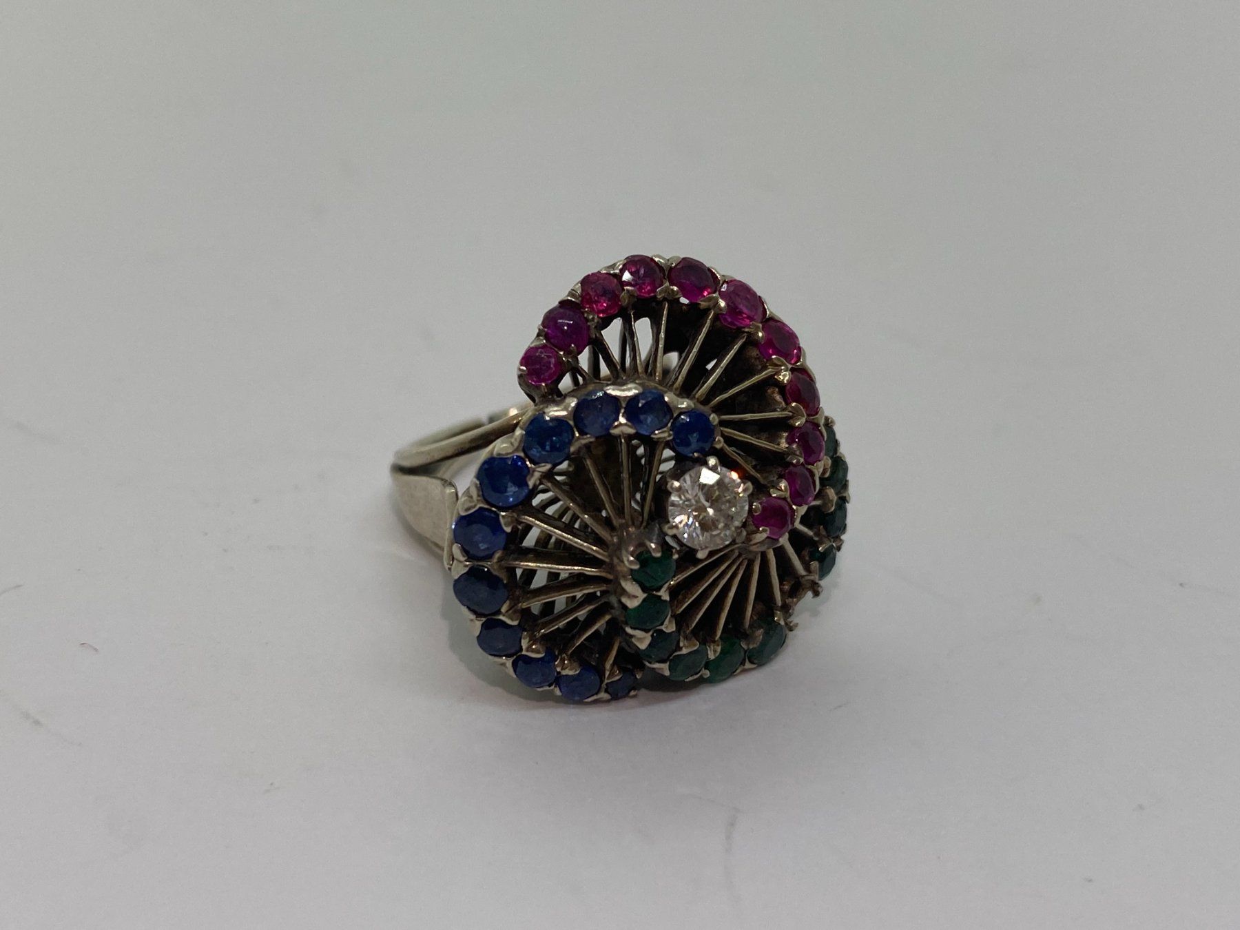 Anelli: Ring Diamant, Saphir, Rubin & Smaragd Silber /i426 – Usato da Bern venduto da JMsoehne1987 1