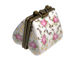 Vintage Porzellan Schatulle mit Rosenmuster und Goldrand