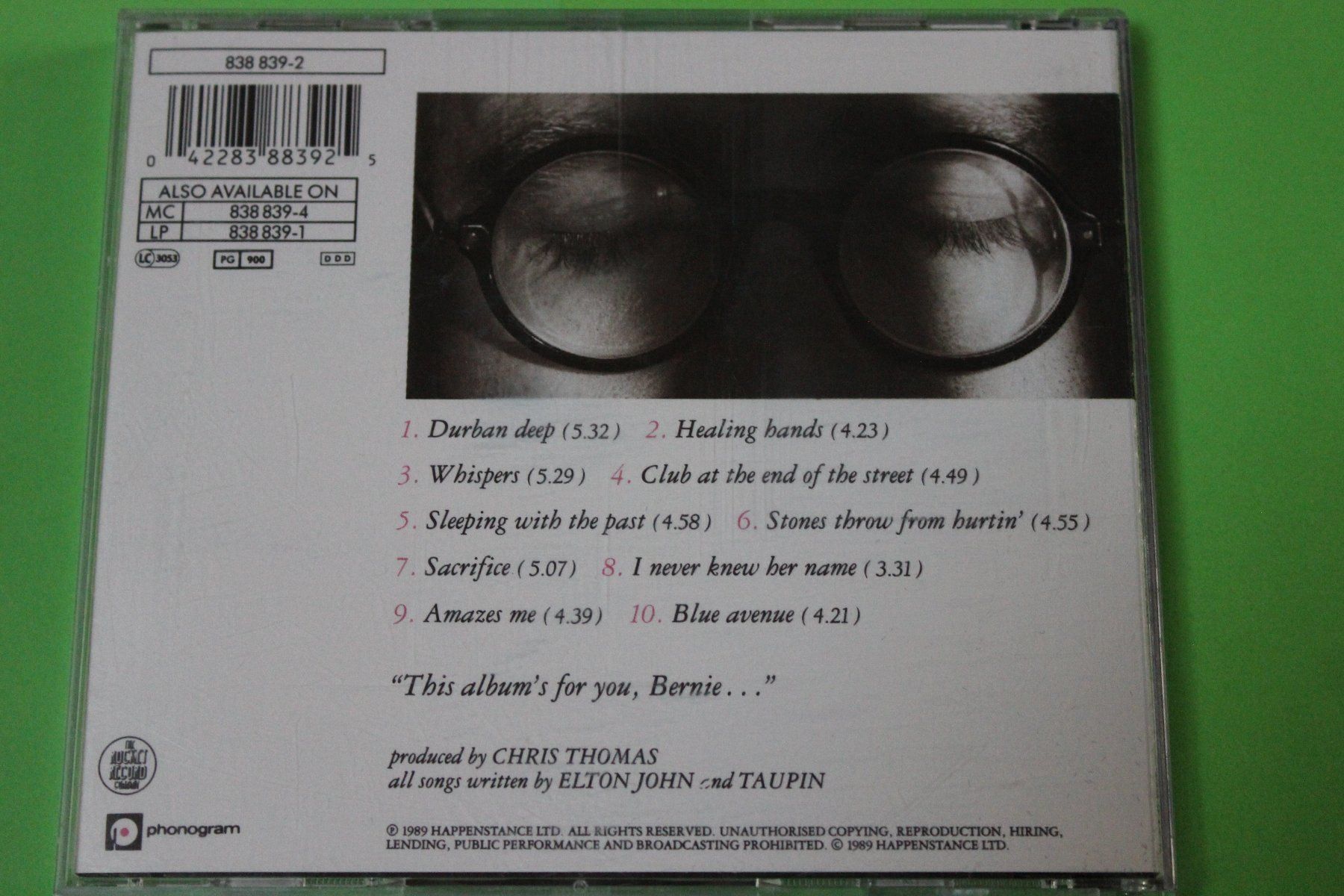 CD: ELTON JOHN - SLEEPING WITH THE PAST CD 1989 – Usato da Tübach venduto da JamesStone 2