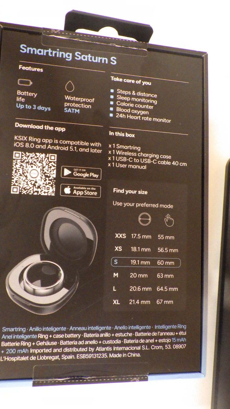 Anelli: KSIX Smart Ring Saturn S (9, Silber) – Nuovo e nell'imballaggio originale da Gossau ZH venduto da OrderflowAG 1