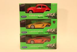 WELLY Spielzeugauto Set 3-teilig (VW Käfer, Lamborghini)