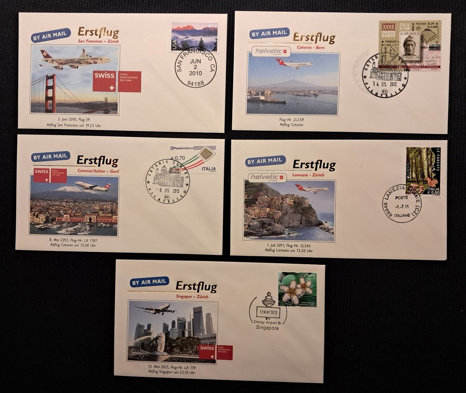 Tous les timbres: 5 FLUGPOST-BRIEFE - ERSTFLUG – D'occasion à Ponto Valentino par giorgia06