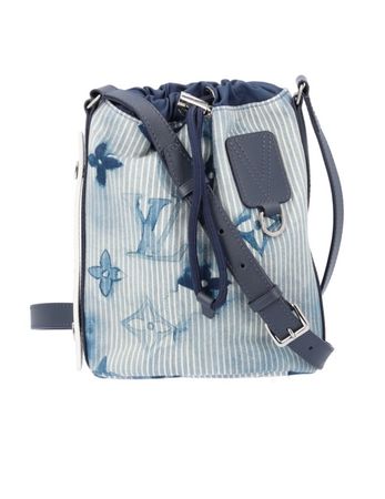 LOUIS VUITTON Sac Marin Bucket Watercolor Stripes Denim Blau