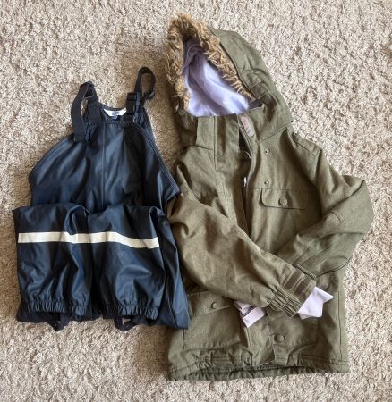 Winterjacke Mädchen, Gummihose gefüttert 128