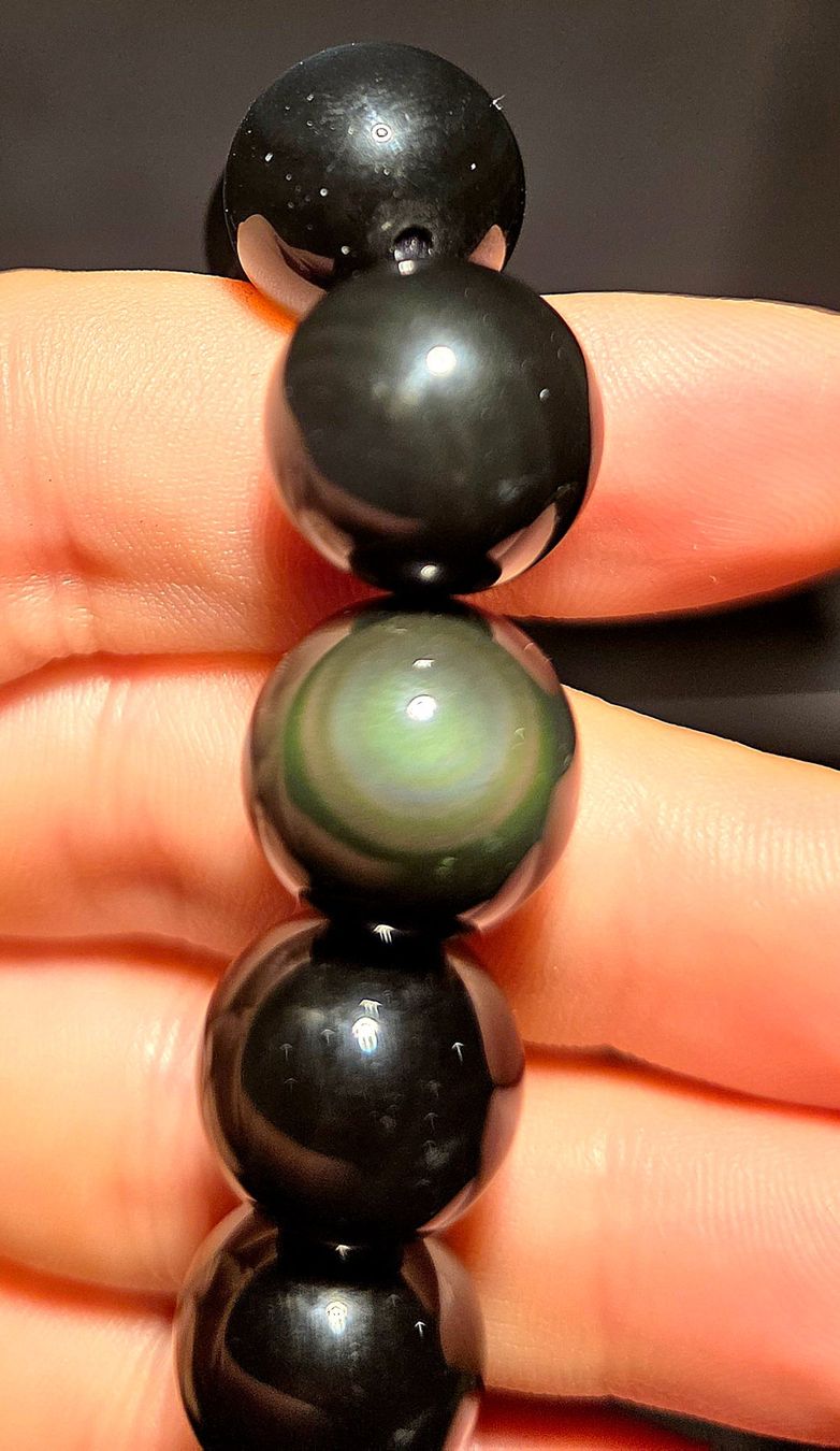 Minerali & Pietre curative: Regenbogen Obsidian Armband C 14.1mm – Nuovo e nell'imballaggio originale da Matzingen venduto da Shay_Crystalz 1