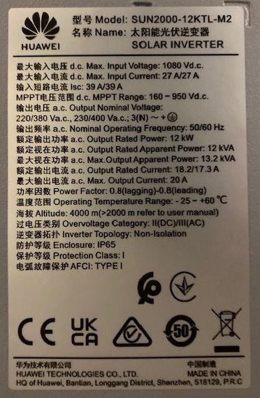 Huawei Inverter: Wechselrichter HUAWEI SUN2000-12KTL-M5 – Usato da Dällikon venduto da MARONU 3