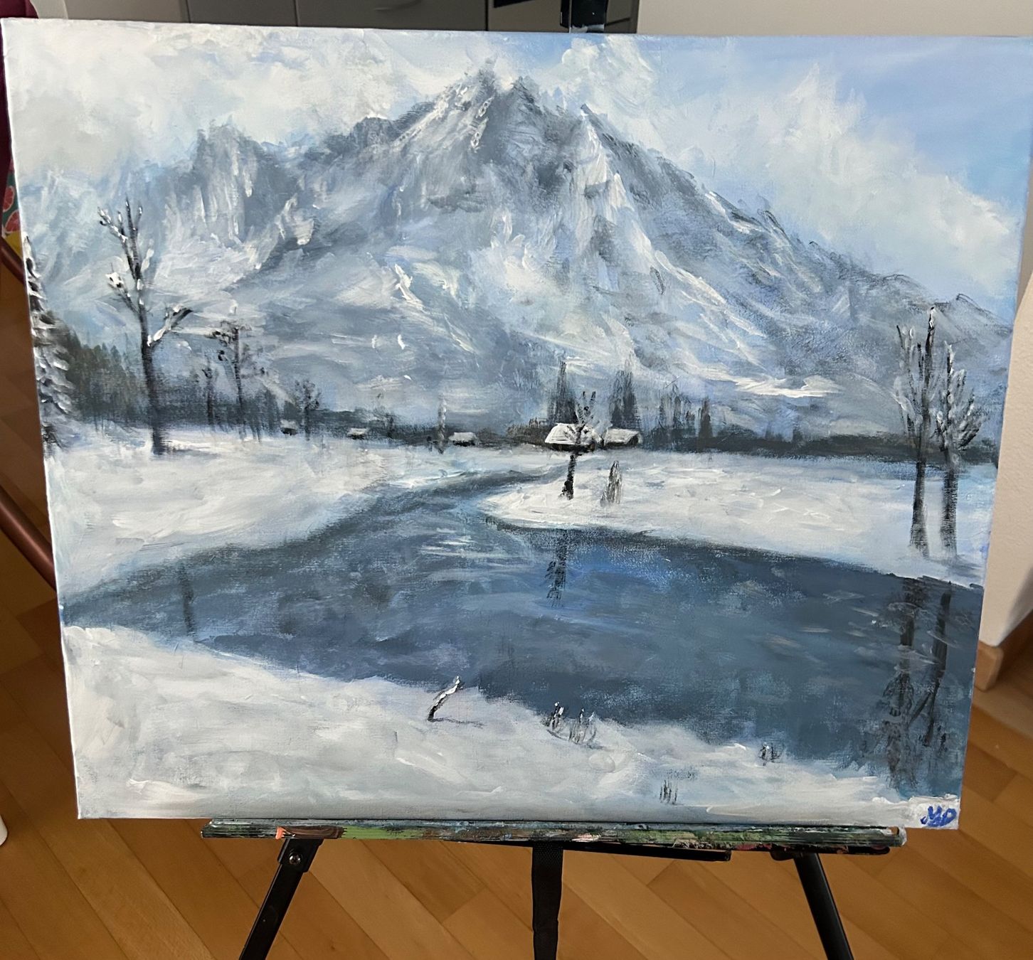 Tableaux: Gemälde Winterlandschaft mit Bergen, 50x60 cm – Neuf avec emballage d'origine à Pfäffikon SZ par Andrei_Moro_Kunst 1