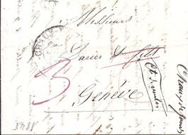 PREPHILATELIE, lettre de CHAUX - de - FONDS à GENÈVE