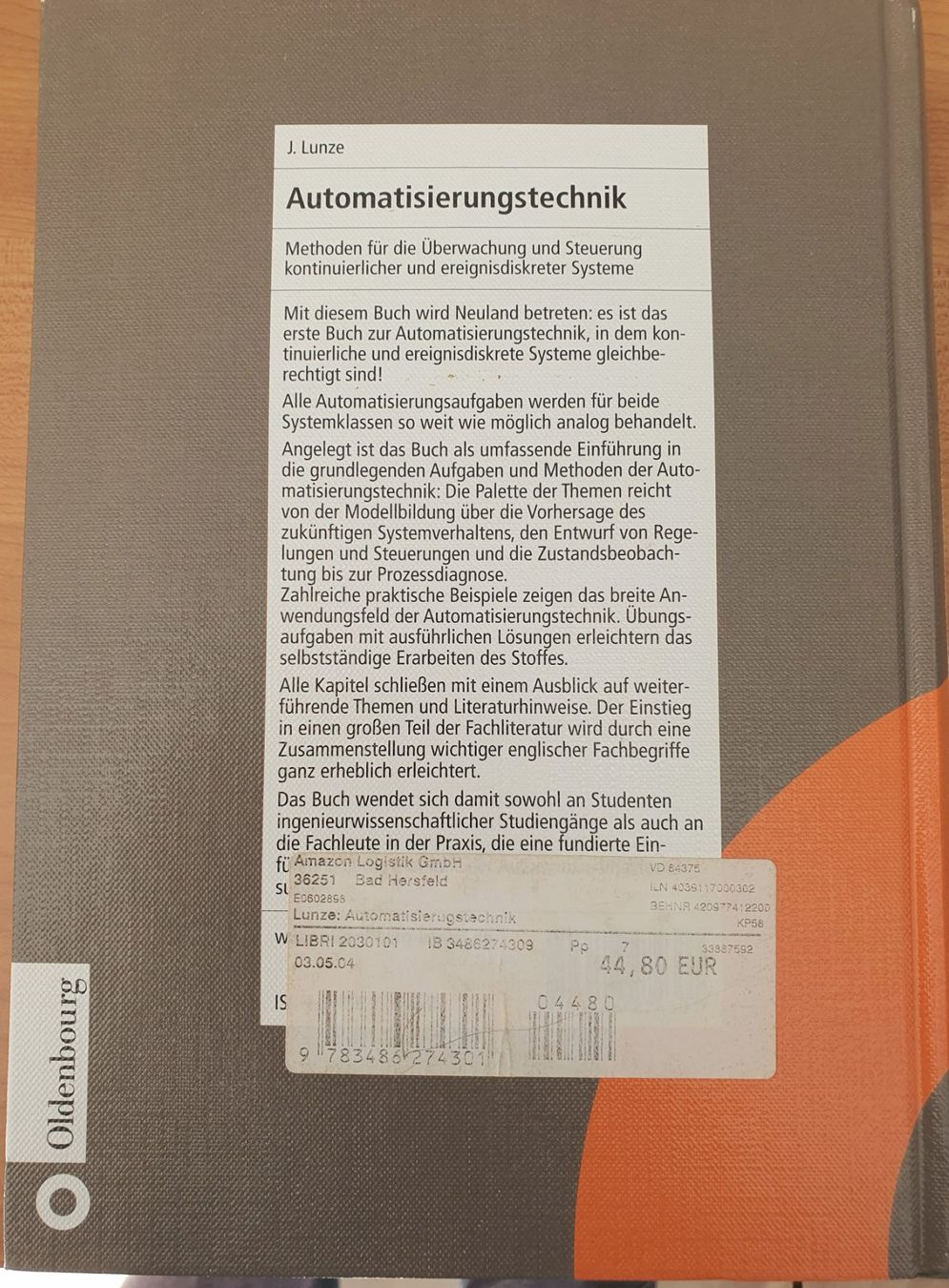 Libri: Automatisierungstechnik - J. Lunze -2003 – Usato da St-Sulpice VD venduto da Mniceguy 1