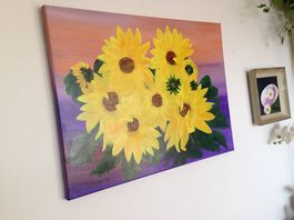 Sonnenblumen in ÖL auf Leinwand Rundumbild 80 x 60 cm