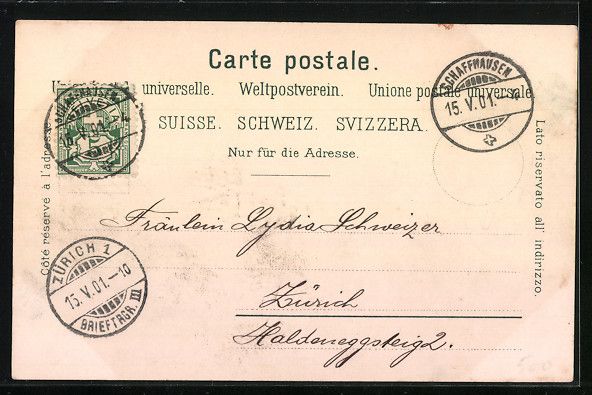 Ansichtskarten: Litho Schaffhausen, Centenarfeier, Helve – Gebraucht aus Berlin von bartko-reher 1