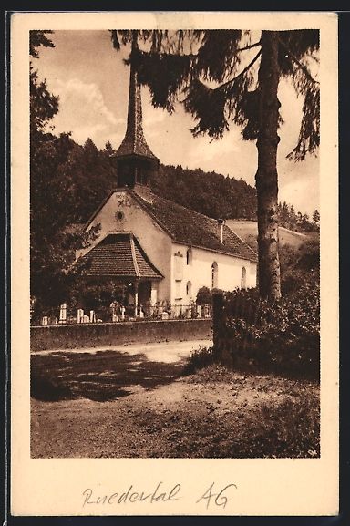 Cartoline postali: AK Schlossrued, Kirche Rued im Ruedertal – Usato da Berlin venduto da bartko-reher