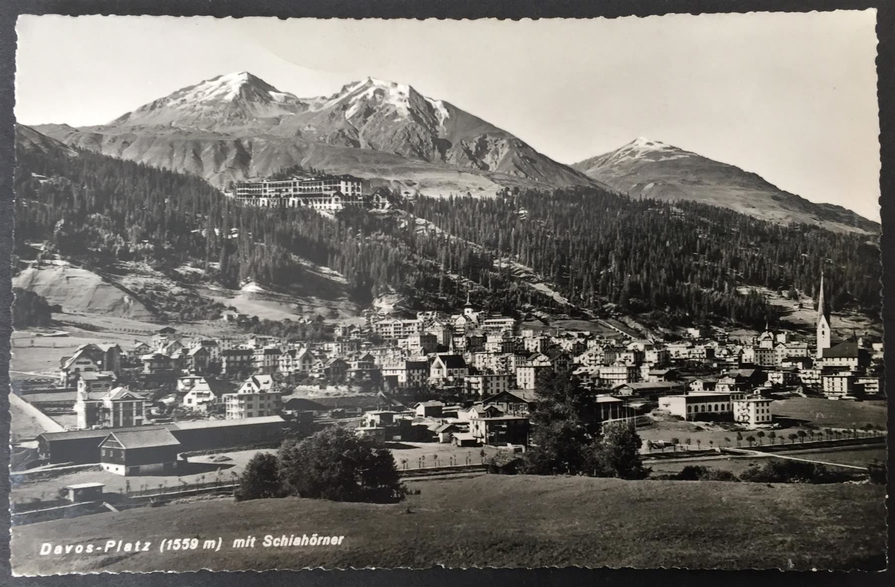 Ansichtskarten: DAVOS-PLATZ mit Schiahörner – Gebraucht aus Jona von philajona
