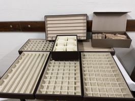 Schmuckschatullen Einsätze BVLGARI Leder Dunkelbraun 6 Teile