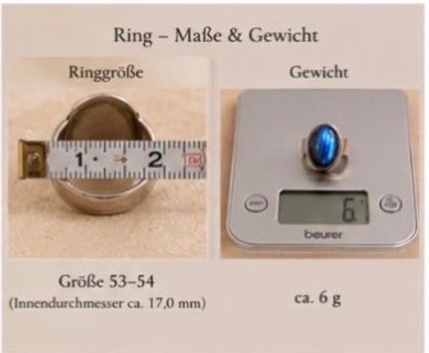Anelli: Silberring mit Labradorit Edelstein Grösse 53-54 – Usato da Brunnen venduto da 0fi_67dj 2
