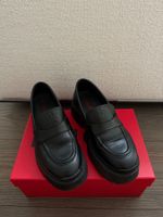 HUGO women loafers black leather