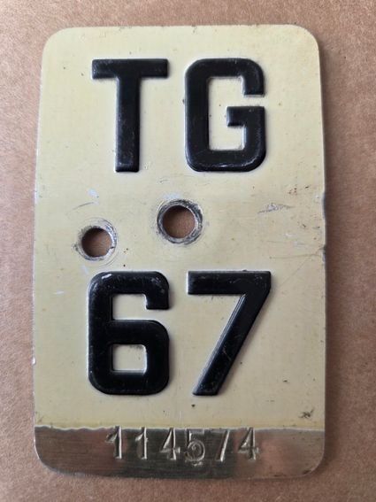 Sachs Schilder: Velonummer TG 67 weiss Mofanummer plaque Mofa – Gebraucht aus Schenkon von Uhu007