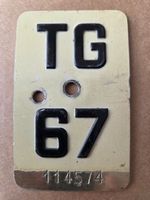 Velonummer TG 67 weiss Mofanummer plaque Mofa
