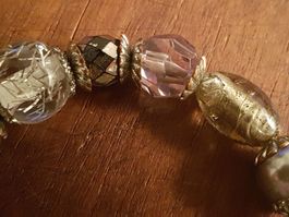 Armband m.versch.Beads silb./kupfer/schw