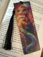 1x Lesezeichen-Buchzeichen-kleiner Bücherdrache-Fabelwesen