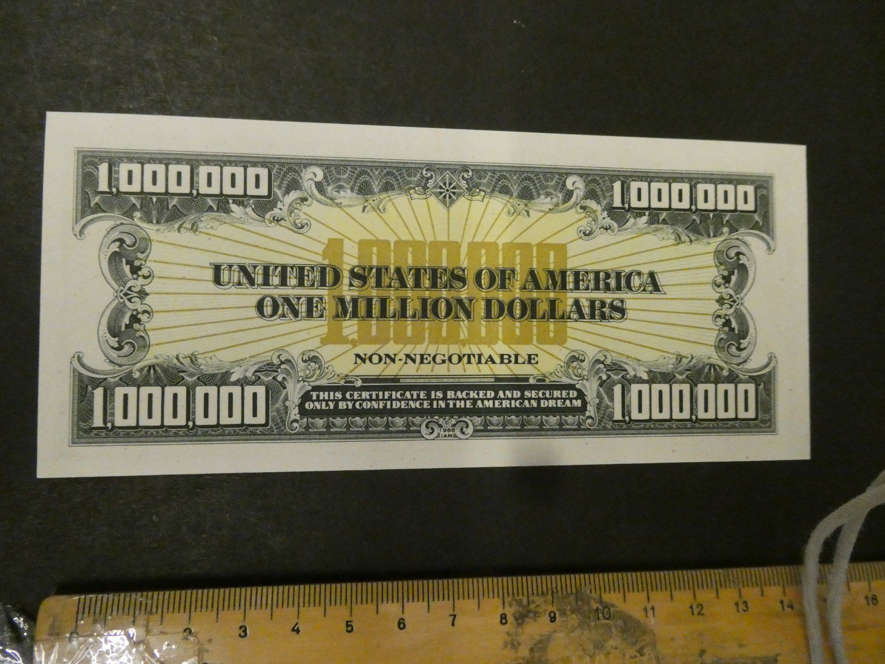 Banconote: USA 1988, 1 Million Dollars - Spassnote – Usato da Hinterforst venduto da Rohusri 1