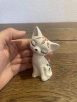 Keramik Katze mit Blumenmotiv guter Zustand
