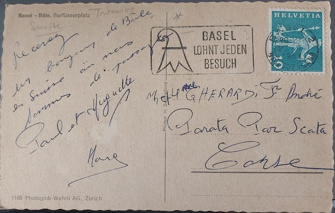 Cartoline postali: BASEL - Barfüsserplatz - 1963 – Usato da Delémont venduto da Domdom1 1