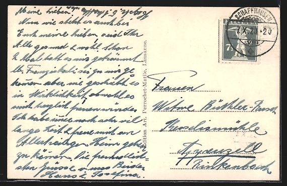 Cartoline postali: AK Schaffhausen, Waldfriedhof, 1920 – Usato da Berlin venduto da bartko-reher 1