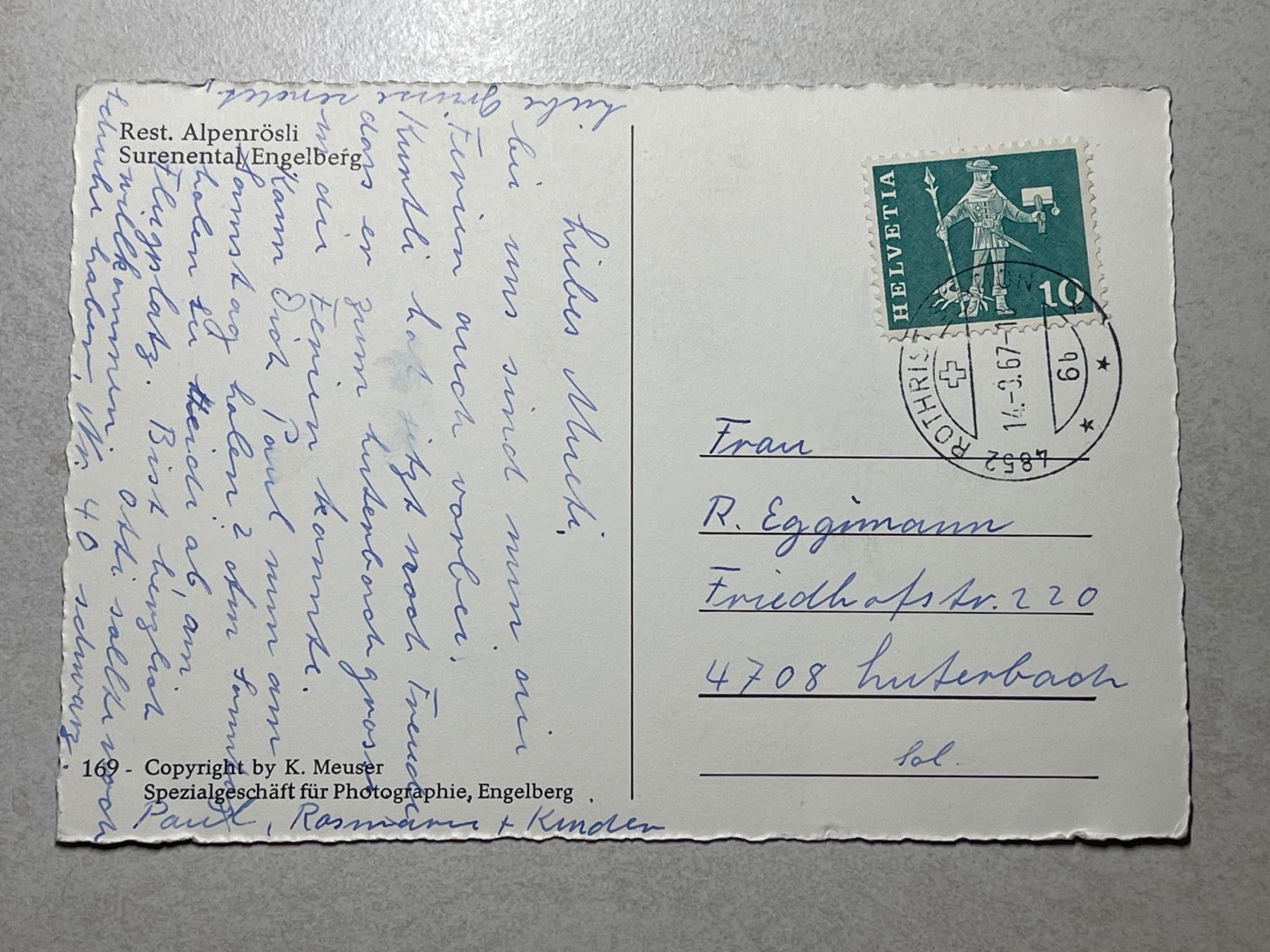 Cartoline postali: Restaurant Alpenrösli Surental / Engelberg – Usato da Strengelbach venduto da Aschatan5 1