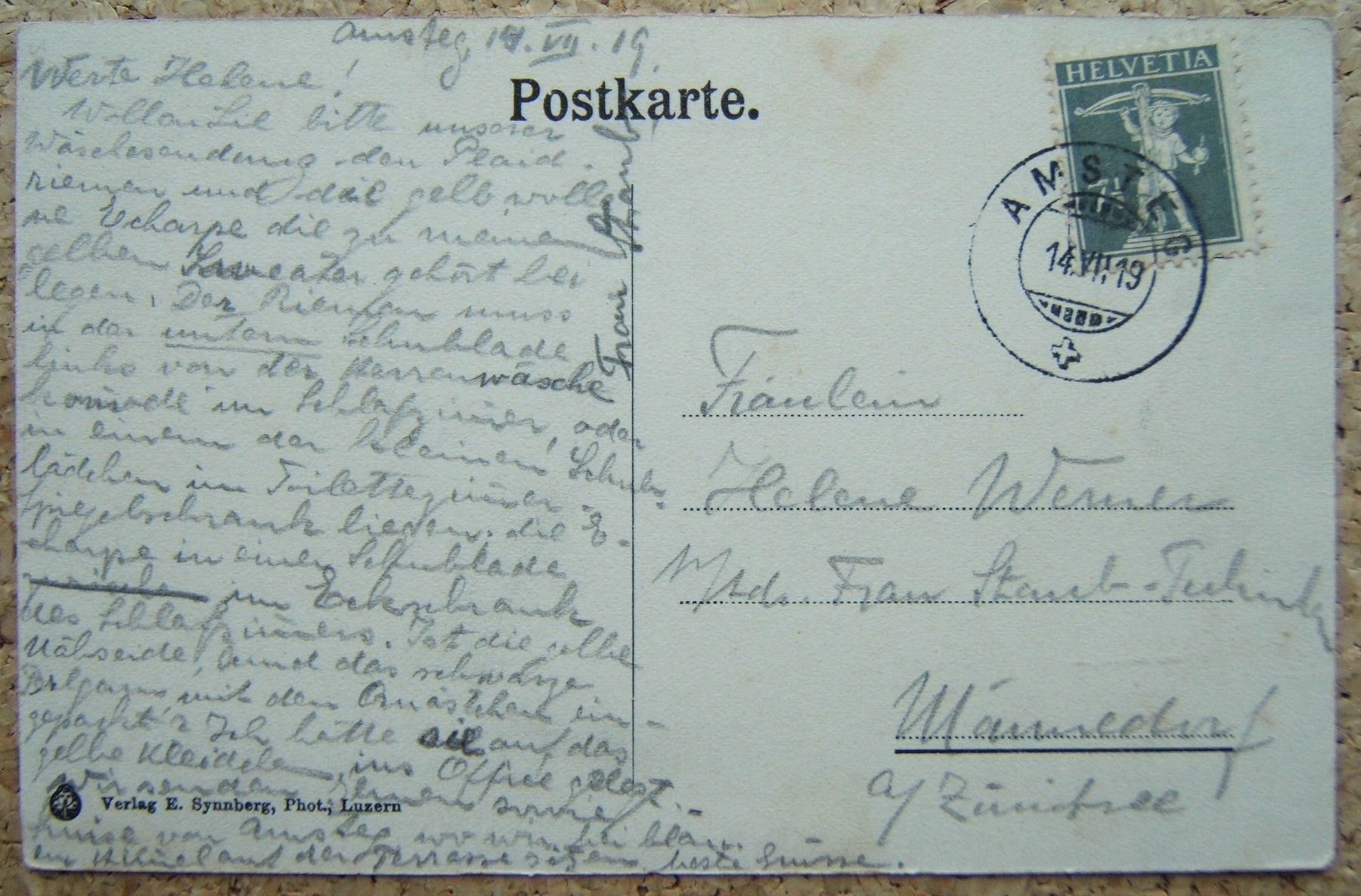 Cartoline postali: AK AMSTEG 1919 – Usato da Brunnen venduto da Nonne04 1