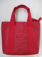 Lacoste – rote PVC Vintage Damen Tasche Tote Bag