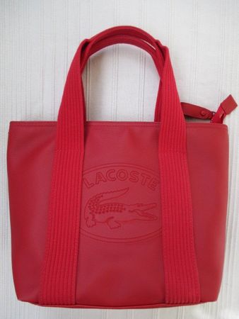 Lacoste – rote PVC Vintage Damen Tasche Tote Bag